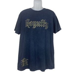 Vegas Royalty | Men XL | Y2K Skull & Crown Rhinestones & Studs Distressed Tshirt